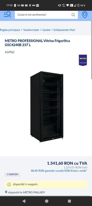 METRO PROFESSIONAL Vitrina Frigorifica GSC4240B 237 L