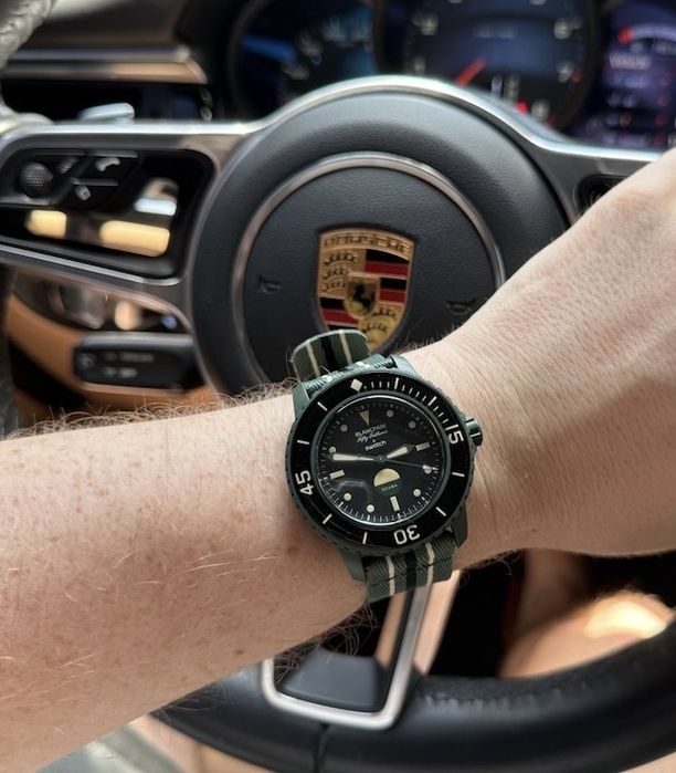 Часовник Blanpain Swatch Green Abyss Fifty Fathoms