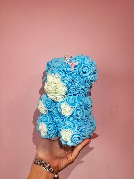 Уникално мече от вечни рози (подарък за нея) - 3 Цвята