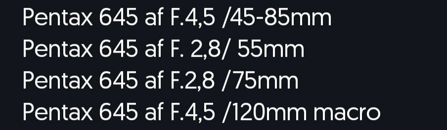 Pentax 645 Z cu obiective