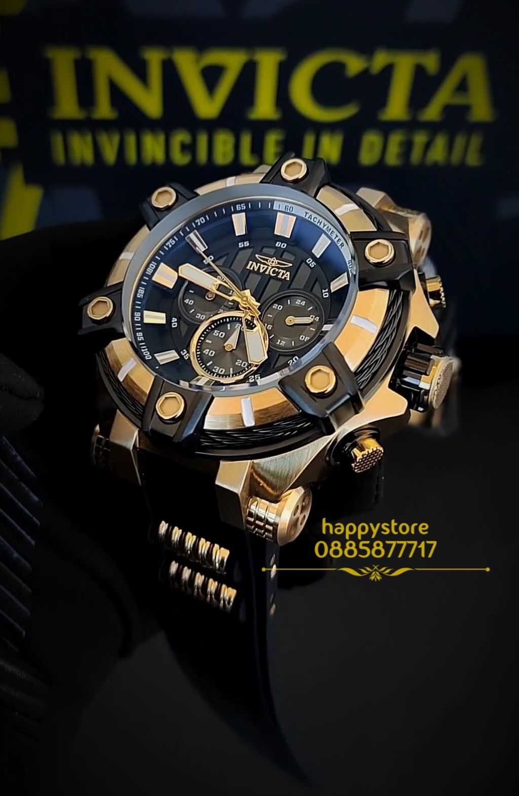 часовник INVICTA Gunmetal Gold 52 mm, Инвикта нов