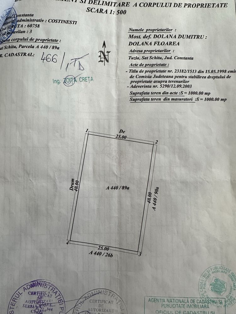 Teren Costinesti zona Schitu 1000mp