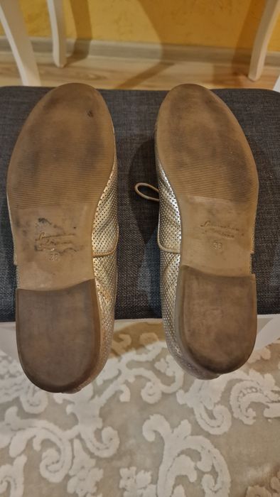 Pantofi aurii, piele, oxford, Anna Cori, 38