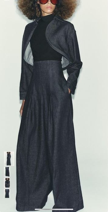 ДЬНКИ ZARA ZW колекция с широки крачоли и висока талия, размер М