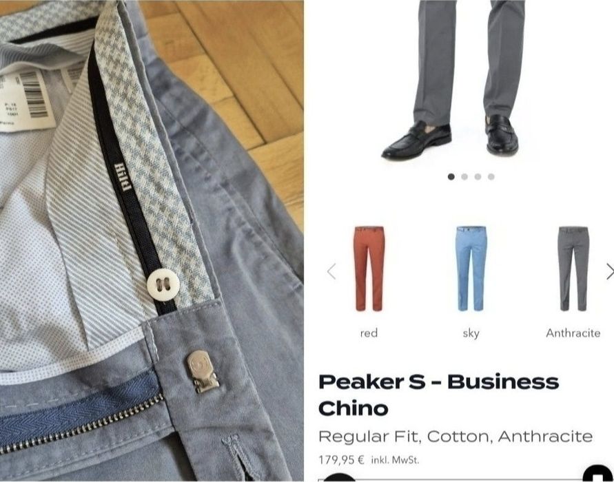 Hiltl - Pantaloni de bărbați, Model: Peaker S Business Chino, Sky - 52