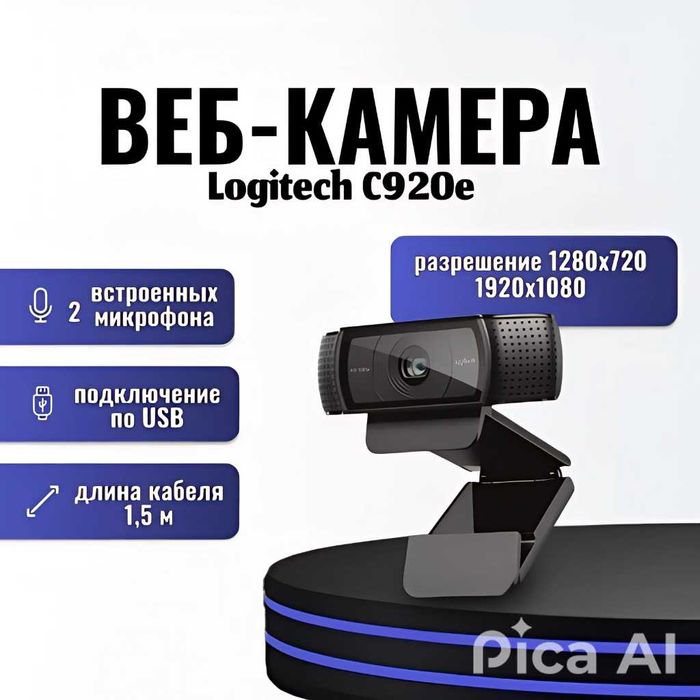 Logitech C920e — веб-камера Full HD с двумя микрофонами. Есть доставка