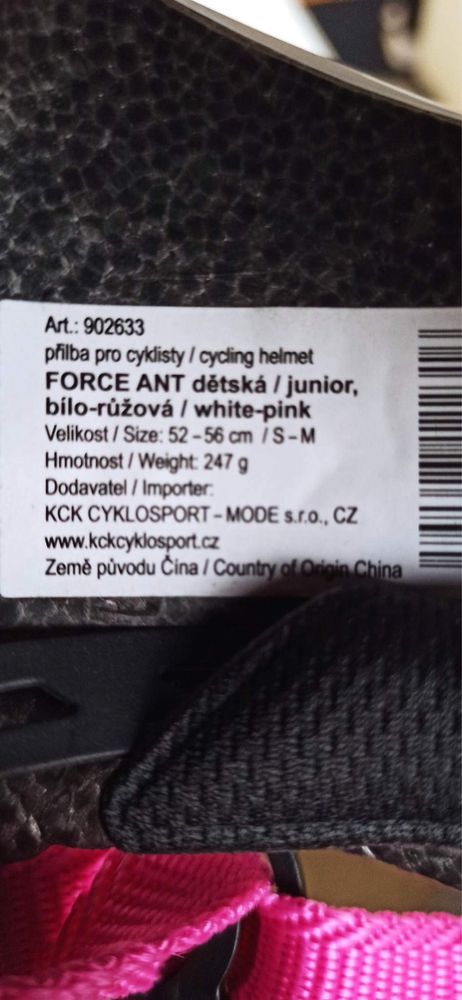 Каска FORCE ANT JR Pink/White