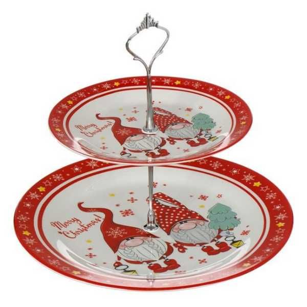 Поднос Mercado Trade, 2 нива, Дядо Коледа и гномчета, Стъкло