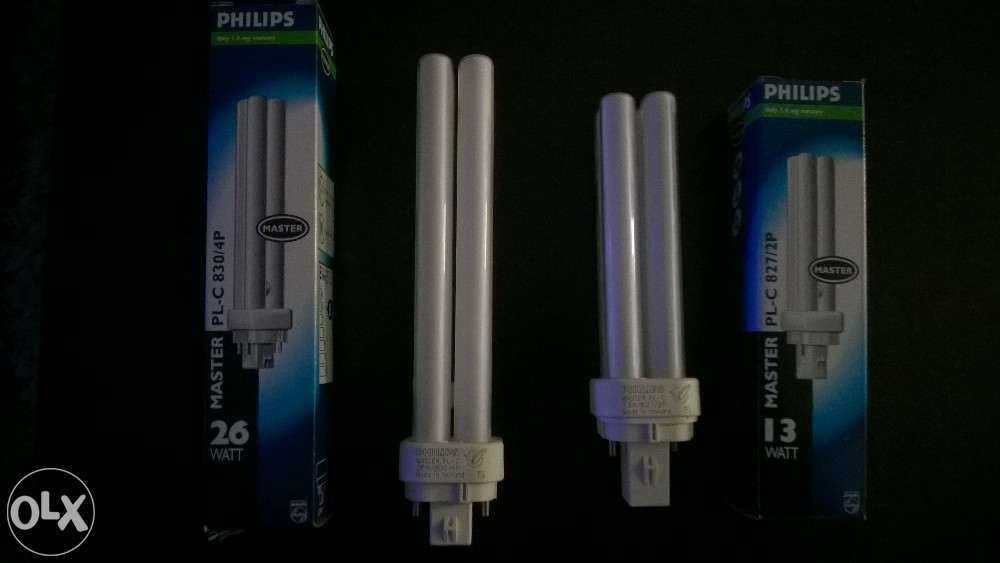 Becuri Phillips PL-C 26Watt/830/4pini si PL-C 13Watt/827/2pini,noi.