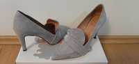 Pantofi gri, piele int, ext, talpa, marime 37