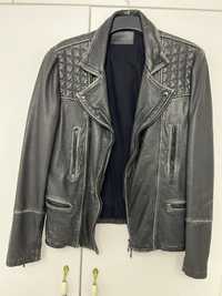 AllSaints - Jacheta biker din piele Cargo