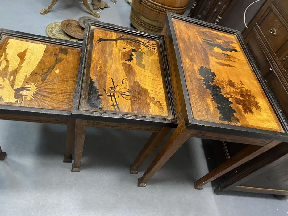 Винтидж масички маркетри 3 бр пейзажи 1940 те Западна Европа