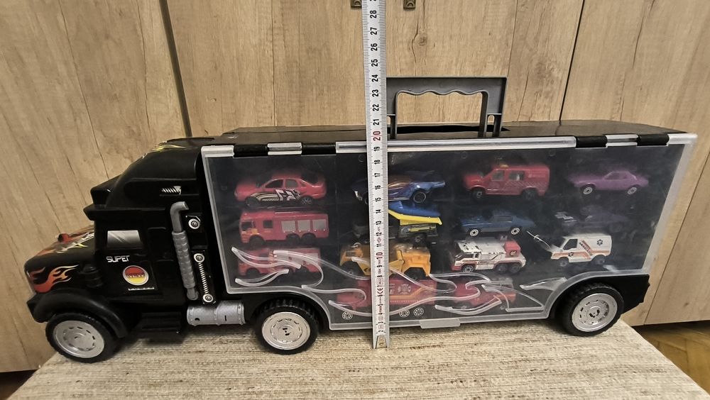 Tir transport mașinute 58 cm + 14 masinute