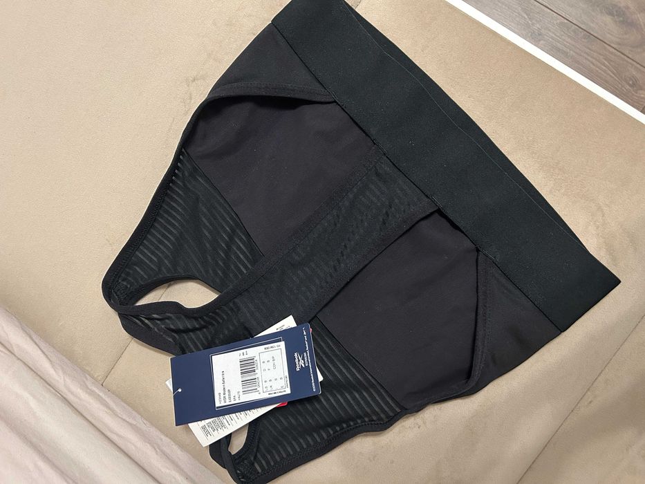 Bustiera sport/fitness Reebok Modern Safari marime XS/S negru/albastru