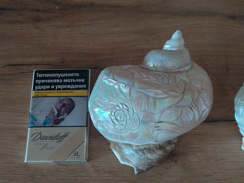 Продавам седефени рапани с ръчна резба върху тях