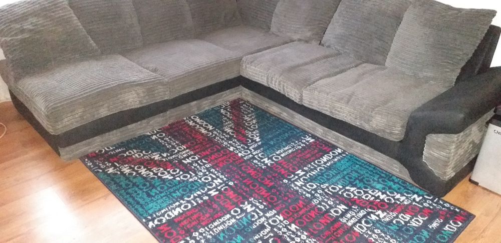 Coltar,Pat living Negru cu Cenusiu
