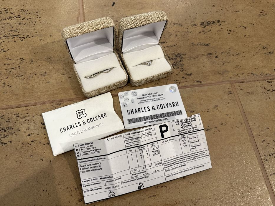 Set verighete + inel de logodna aur alb 14k si moissanite