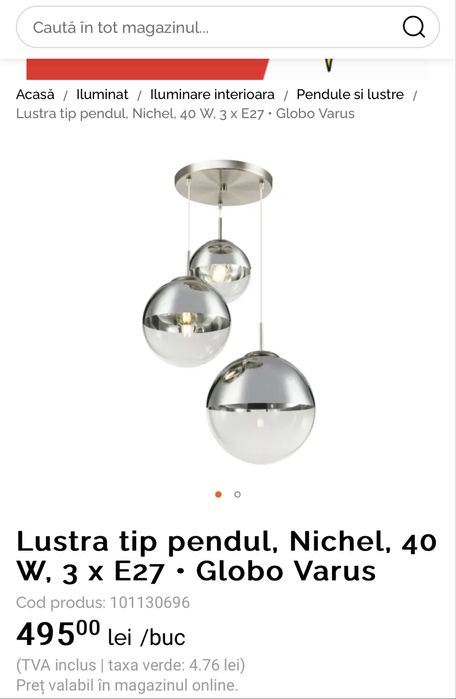 Lustra tip pendul 3 globuri gri