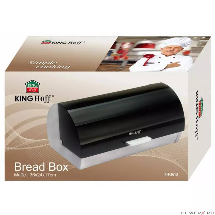 Cutie pentru depozitat paine, din bambus, negru, 36 x 21 x 17 cm,