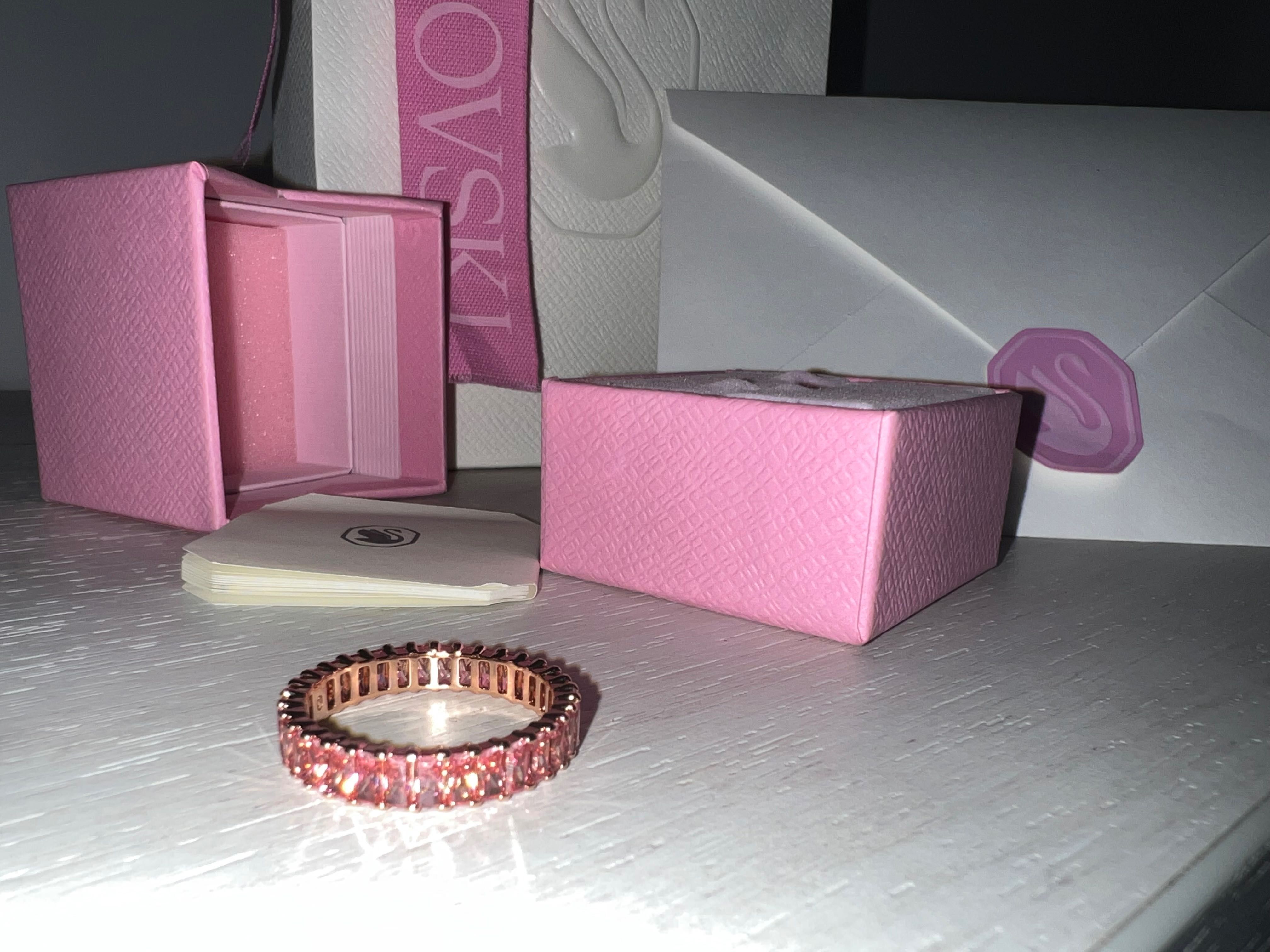 Inel Matrix Swarovski Pietre Roz