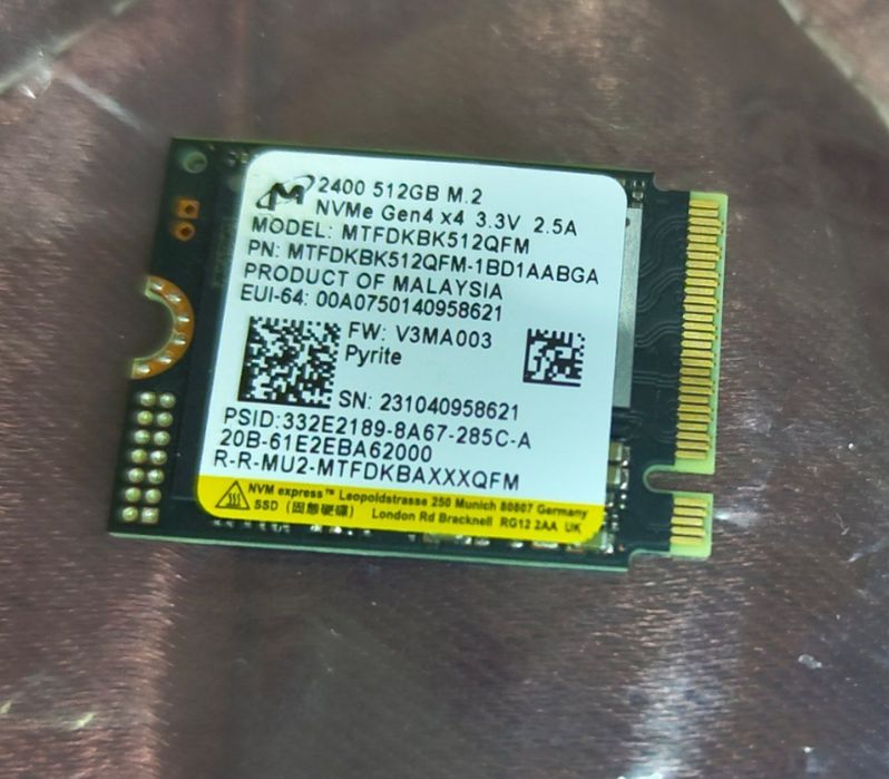 SSD NVME M.2 2230 на 512GB для Steam Deck/Rog Ally