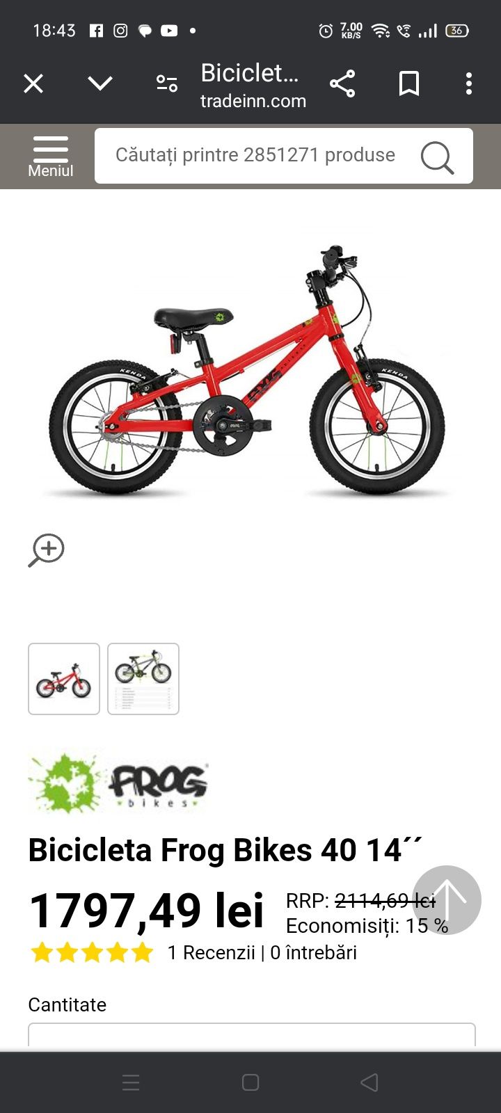 Vand bicicleta FROG bikes 44