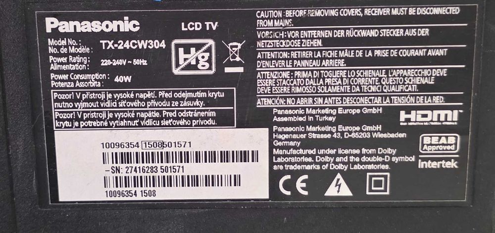 Televizor Panasonic VIERA TX-24CW304 24 inch/61 cm cu suport pt perete