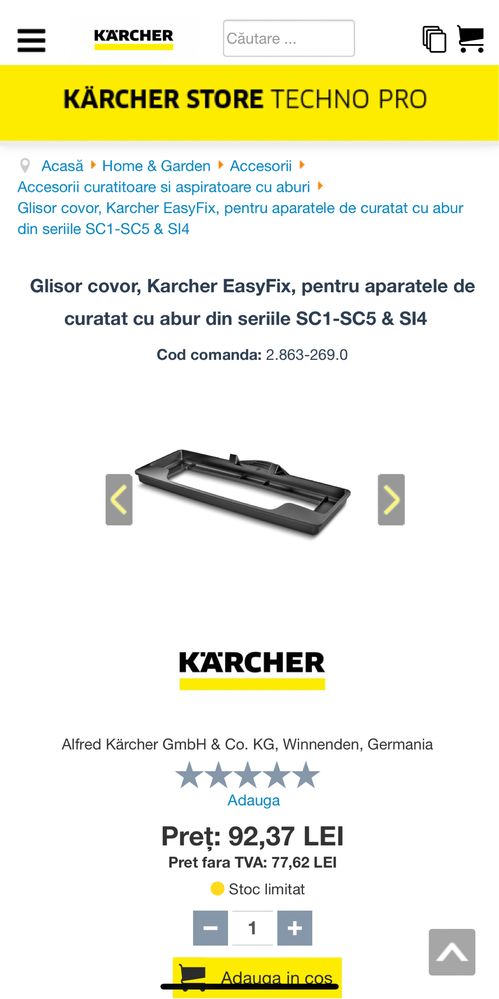 Glisor covoare duza Karcher EasyFix sc1, sc2, sc3, sc4, sc5