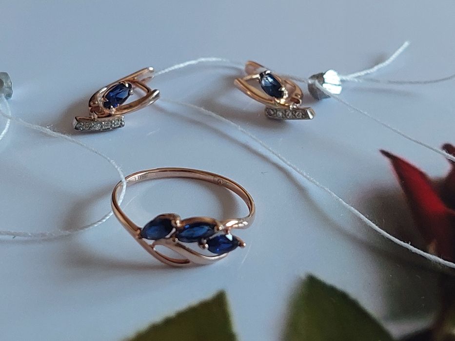 Золотое кольцо,серьги с бриллиантами