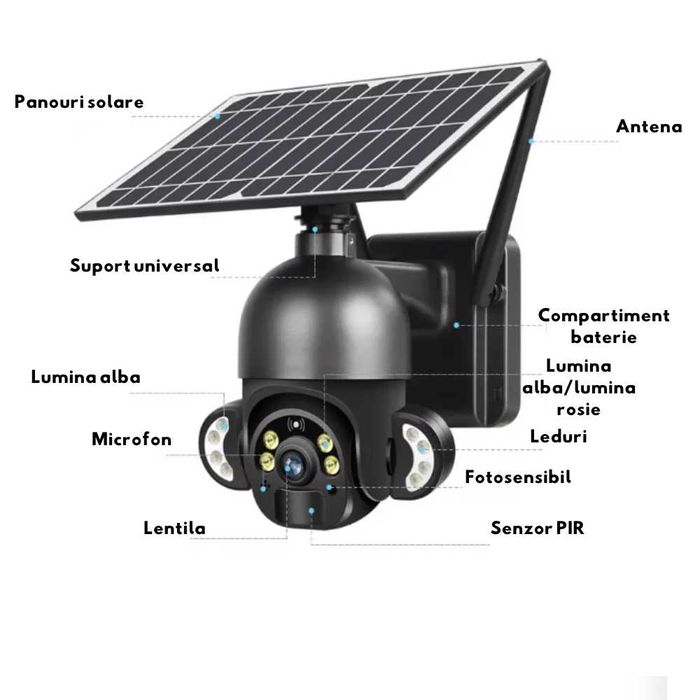 Camera Video PTZ Solara, WIFI 4G LTE impermeabila, 4MP