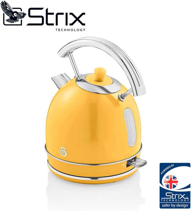 Електрическа кана Swan Retro 1.8л, винтидж, неръждаем, без BPA, 3000W