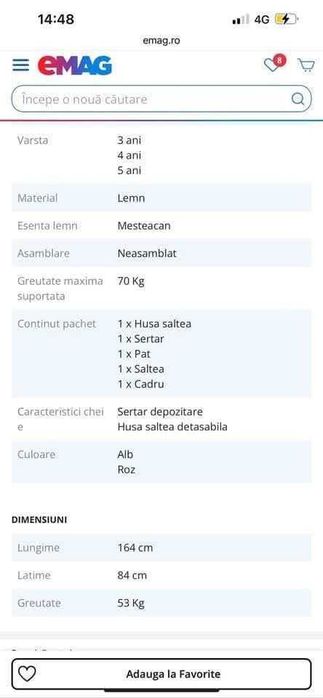Pat fetita nou, tip casuta