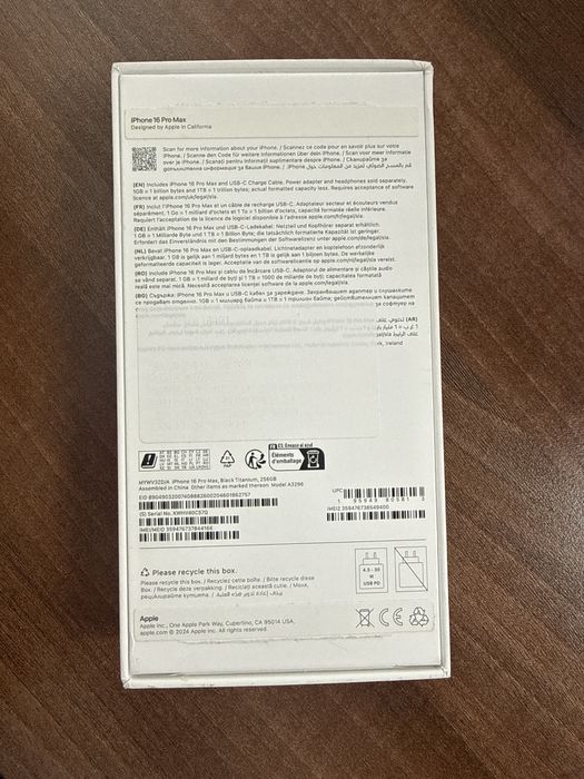 Iphone 16 ProMax Black Titanium 256Gb