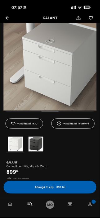 Comoda birou cu roti ikea galant 45x55