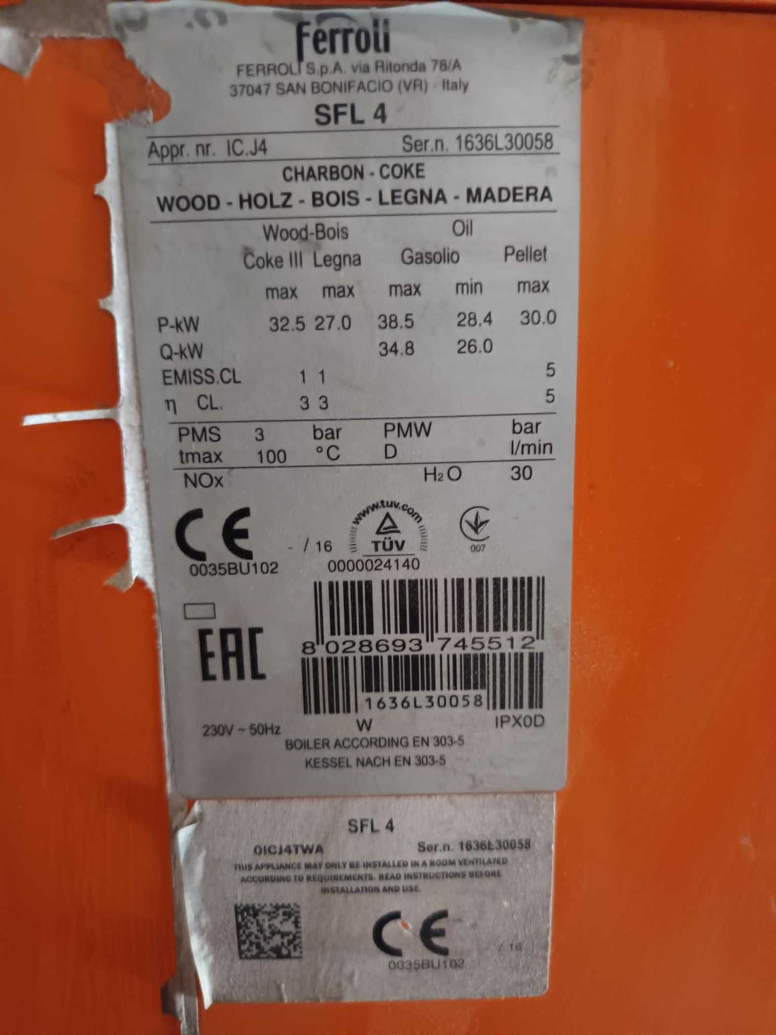 Чугунен котел на твърдо гориво Фероли  32.5 kW
