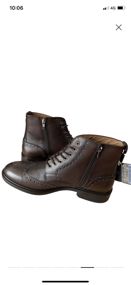 Ghete barbatesti din piele, model brogue, Massimo Dutti