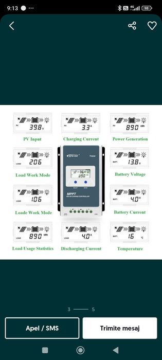 Regulator/Controler Solar EPEVER, Model 30A MPPT, 12V 24V