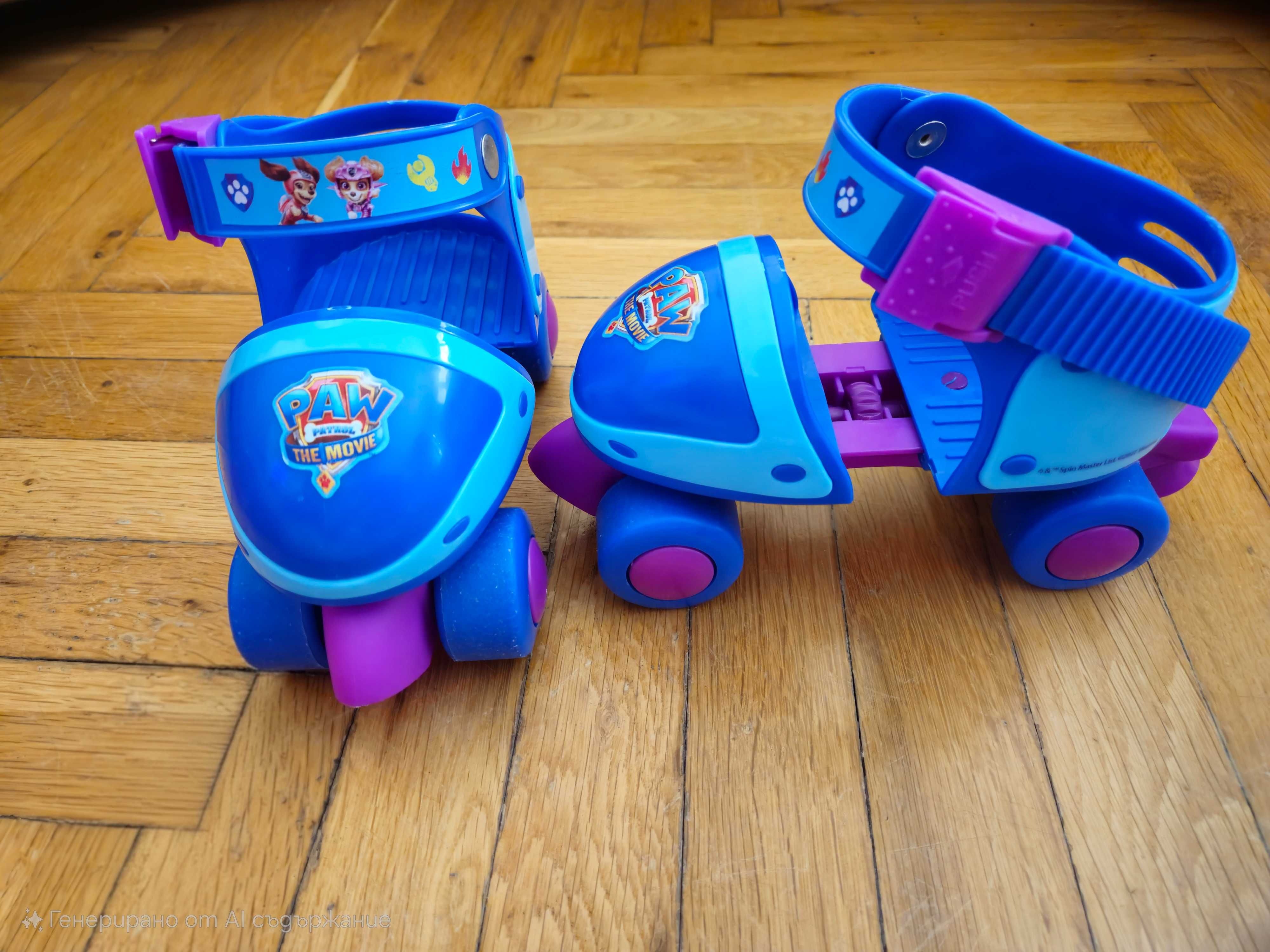 Детски ролкови кънки + наколенки и налакътници, Paw Patrol
