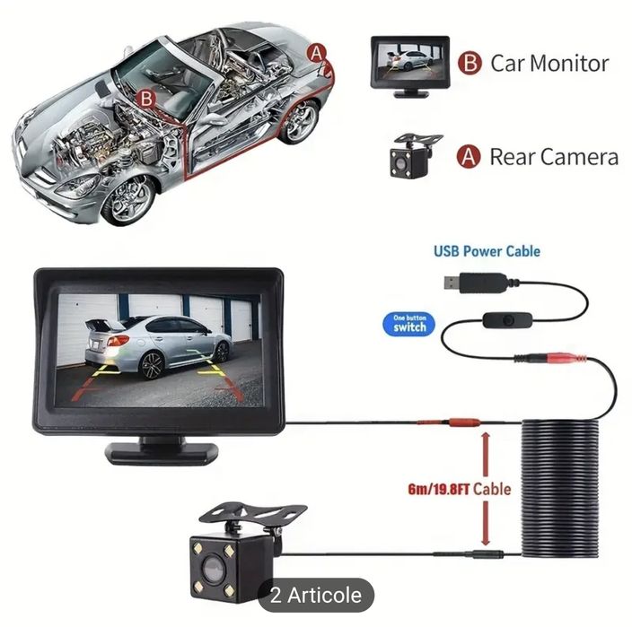 Display (ecran LCD)4.3 inch auto pentru camera marsarier aurorulota(me