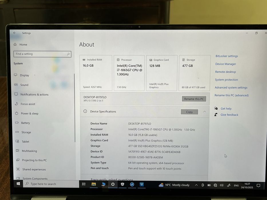 Dell xps 13” 7390 - 2in1