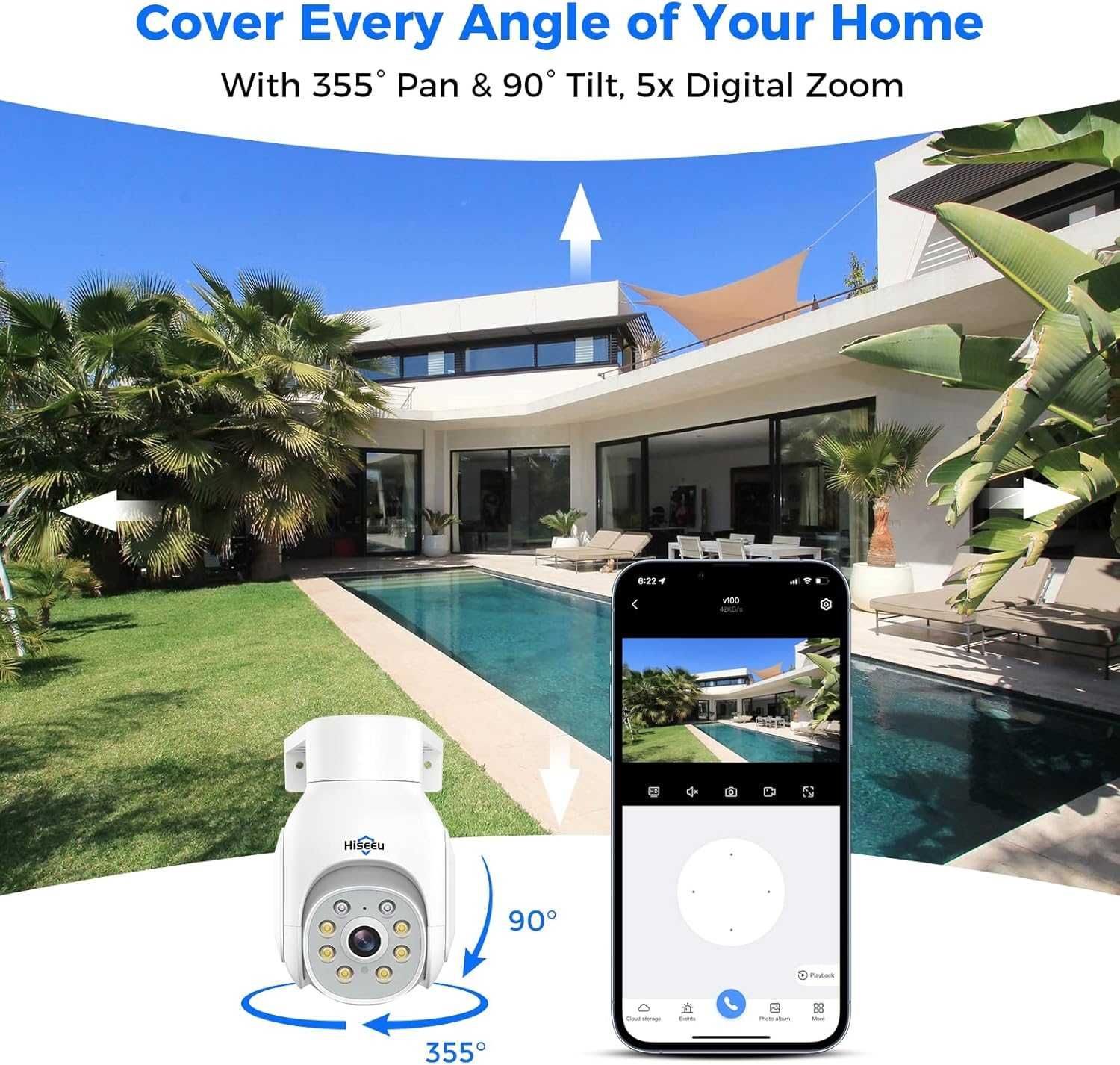 Нова система за видеонаблюдение Hiseeu 4бр. 5MP PTZ, 10'', 10CH с 1TB.