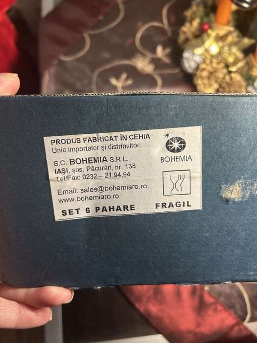 Set pahare cristal  Bohemia 24% Pb, noi, in cutia originala