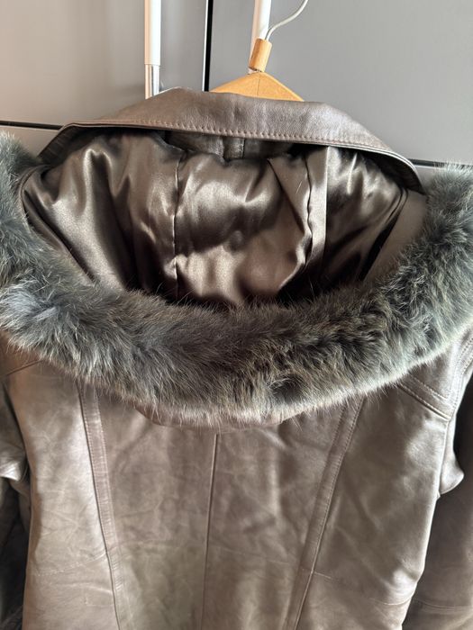 Палто от естествена кожа и пух