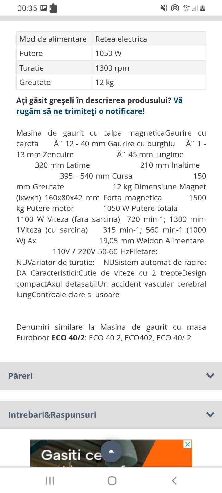 Bormasina magnetică talpă magnetică Euroboor 40