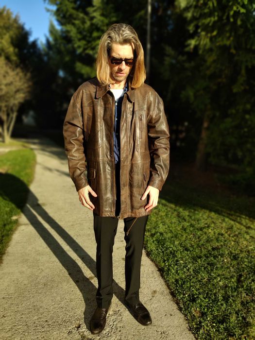 Geaca piele naturala vitel barbati Maro 2XL - XXL -3XL-4XL 56-58  NOUA