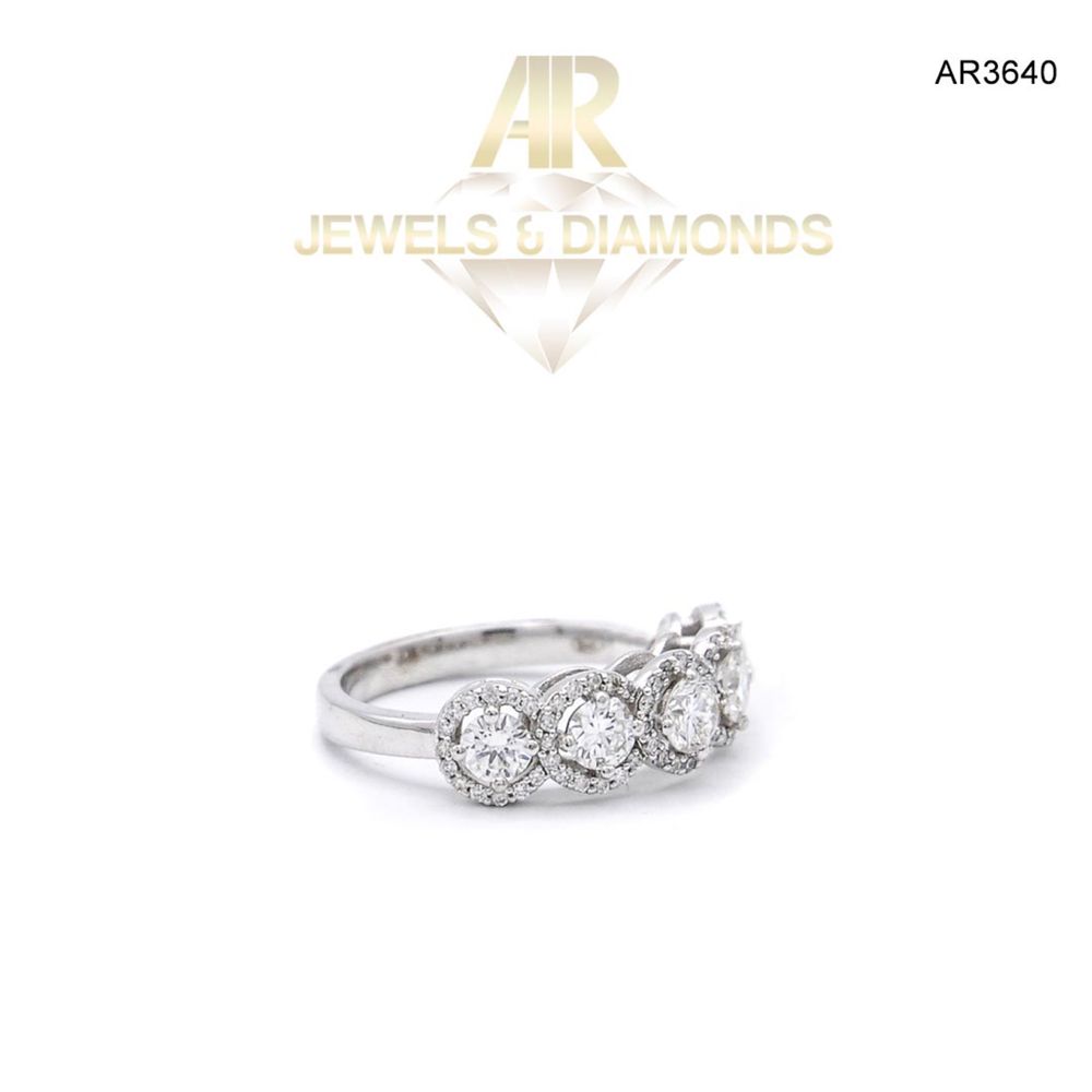 Inel Aur Alb 14 K cu diamante model nou deosebit ARJEWELS(AR3640)