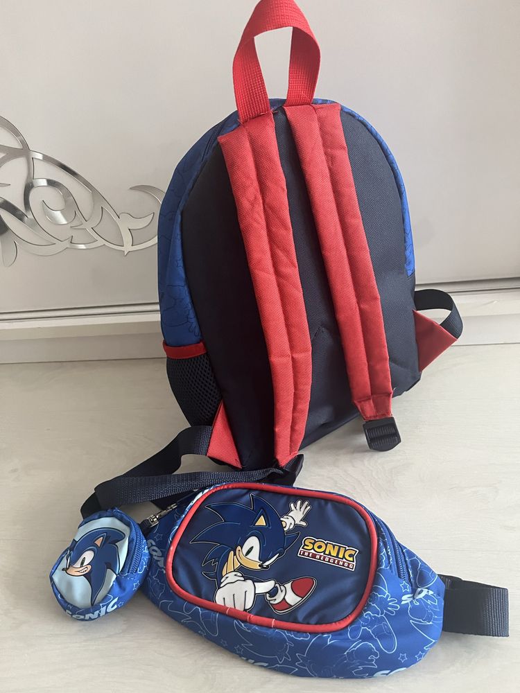 Детска раничка за детска градина на SONIC + малка чантичка за кръста