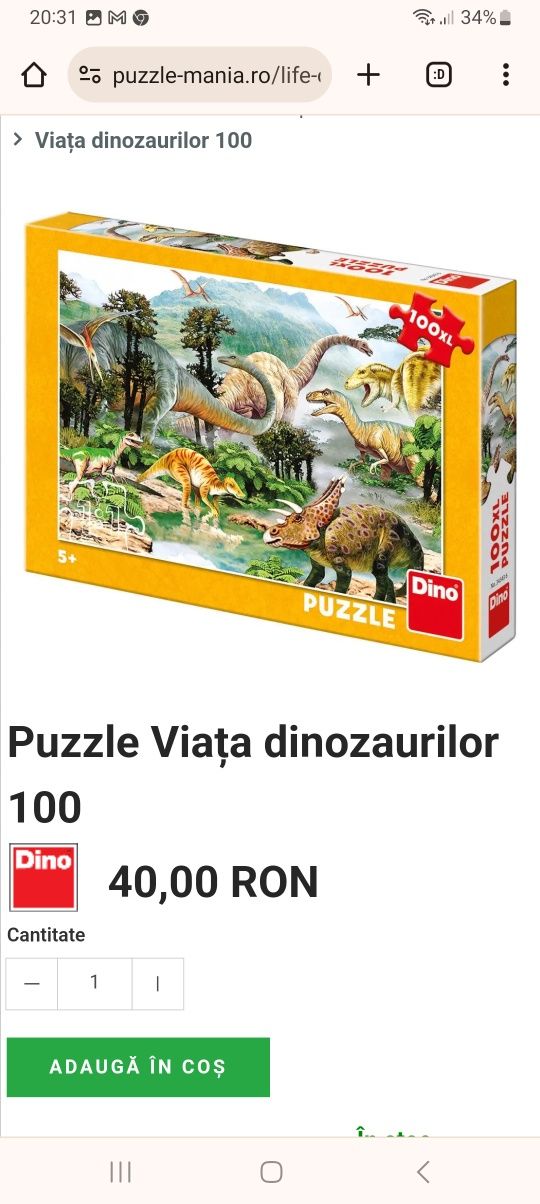 Bufnita Buboo & puzzle dinozauri