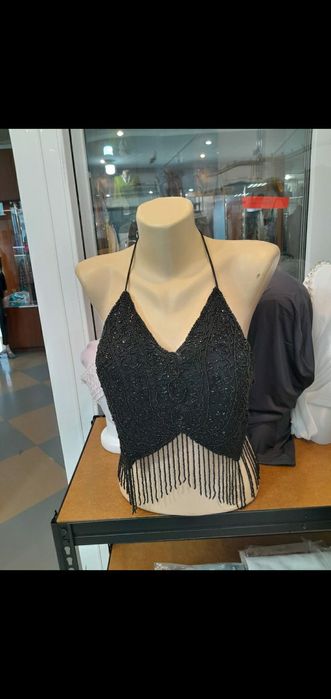 Топик вышитый бисером,новый,размер S/M