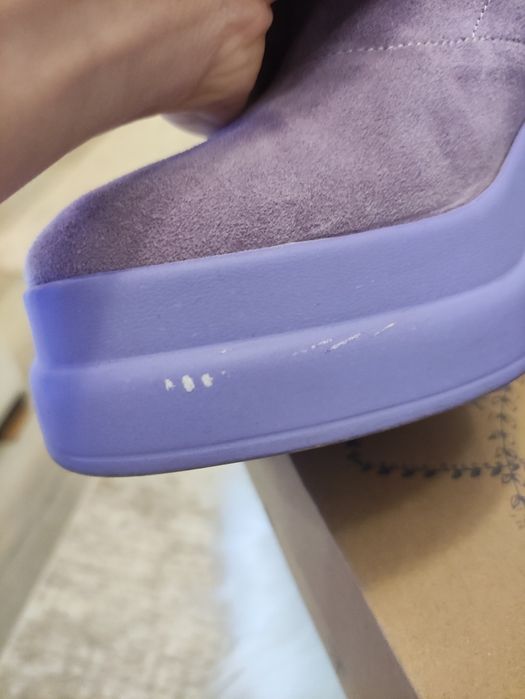 Botine mov deschis piele întoarsă naturală